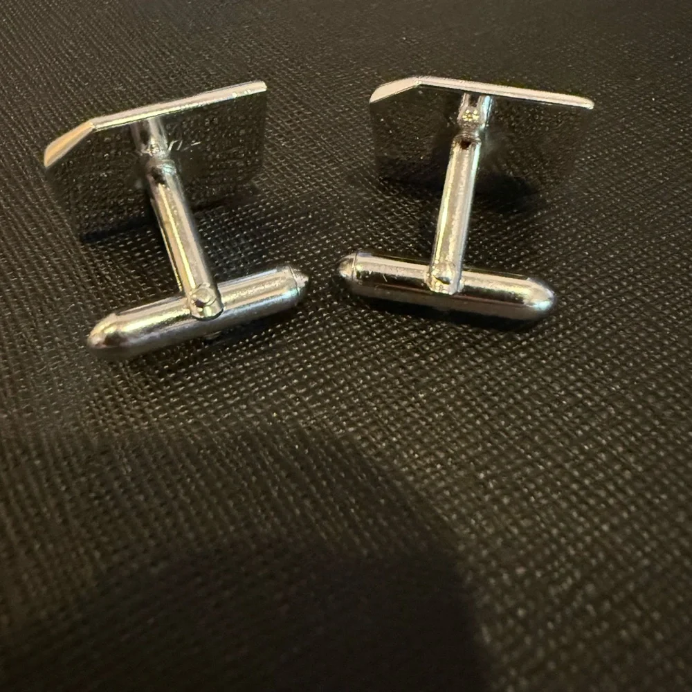 Black and Silver Initial Cufflinks